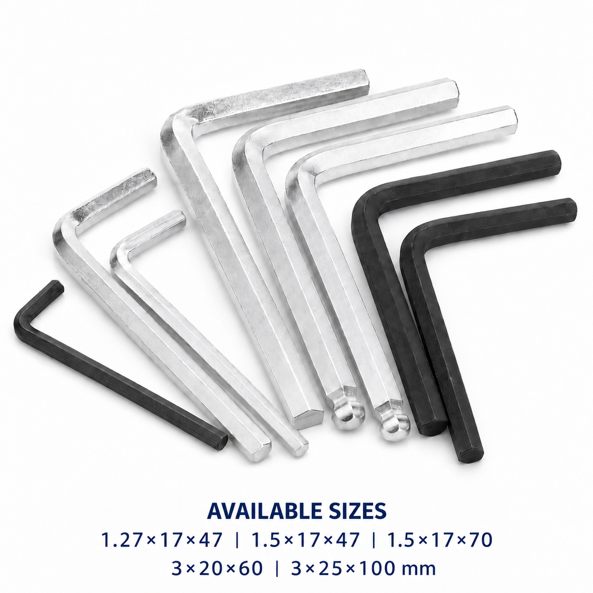 L-shaped hex key set – available sizes
