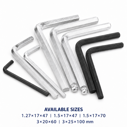 L-shaped hex key set – available sizes