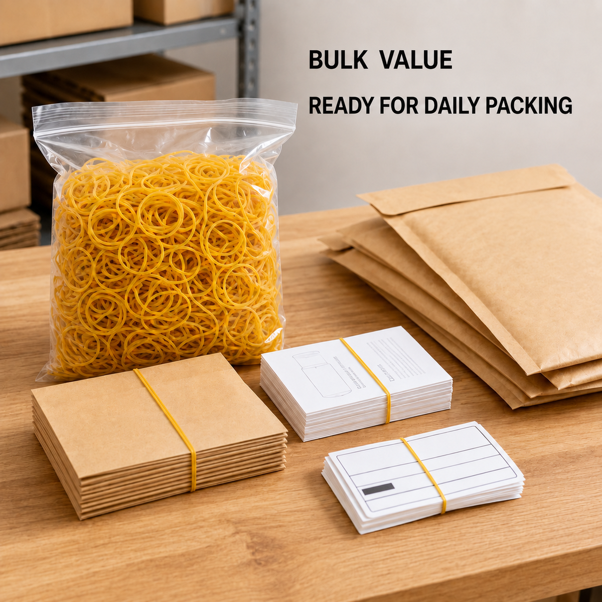 Yellow rubber bands for everyday packing
