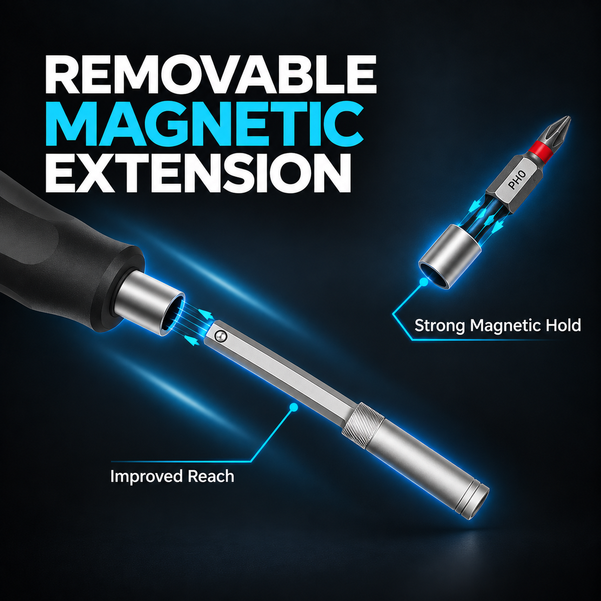 40-in-1 precision screwdriver removable magnetic extension rod