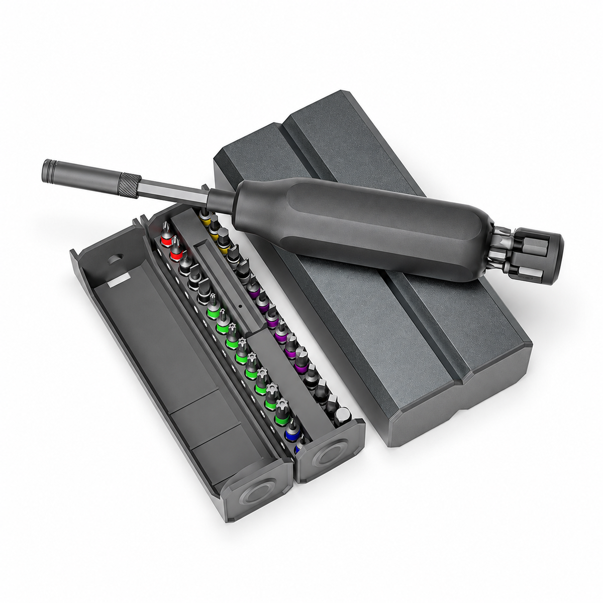 40-in-1 precision screwdriver set on white background
