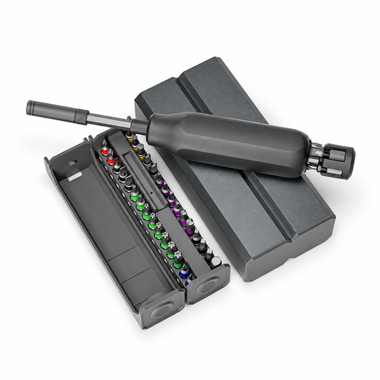 40-in-1 precision screwdriver set on white background