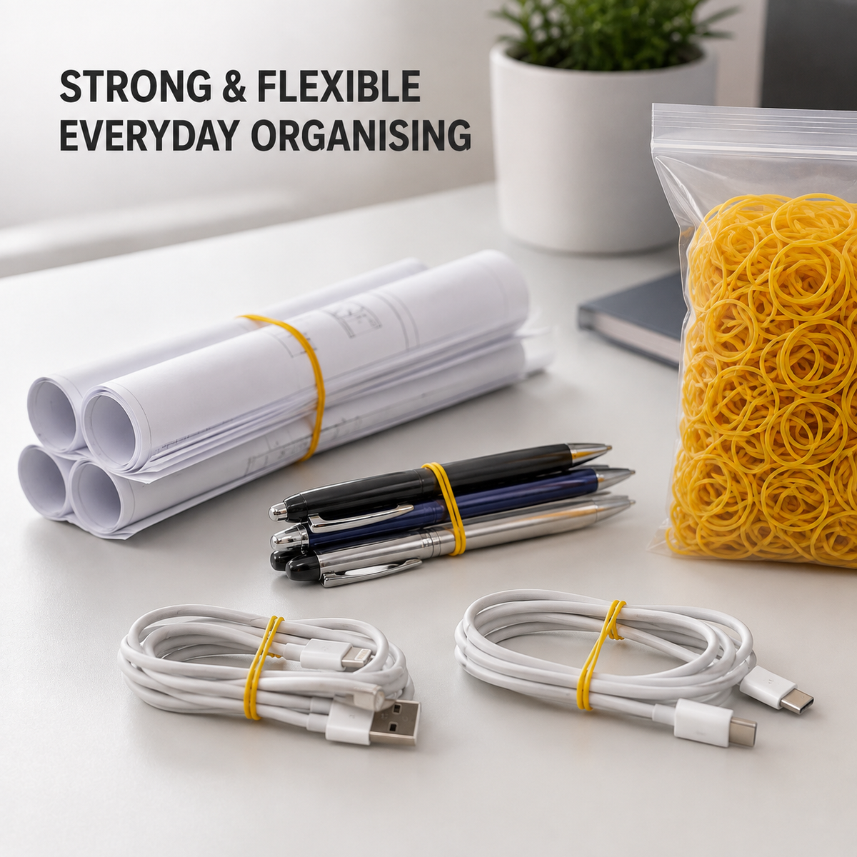 Yellow Rubber Bands, 100g