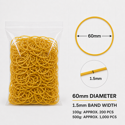 Yellow Rubber Bands, 100g