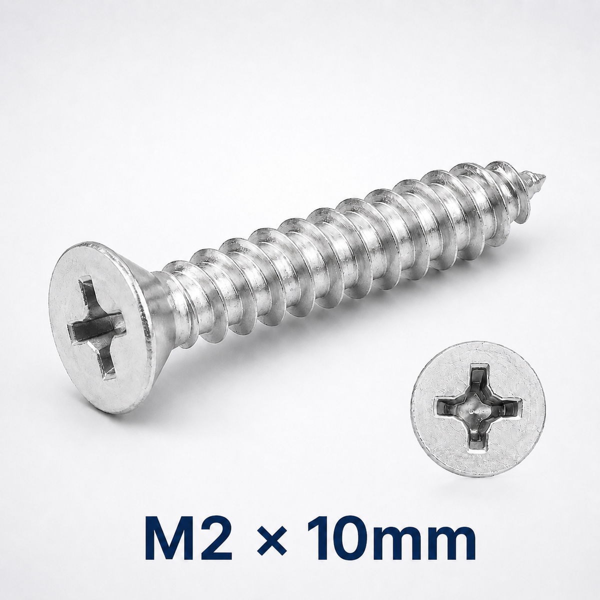 Stainless Steel Phillips Countersunk Self-Tapping Screws – M2 × 10 mm