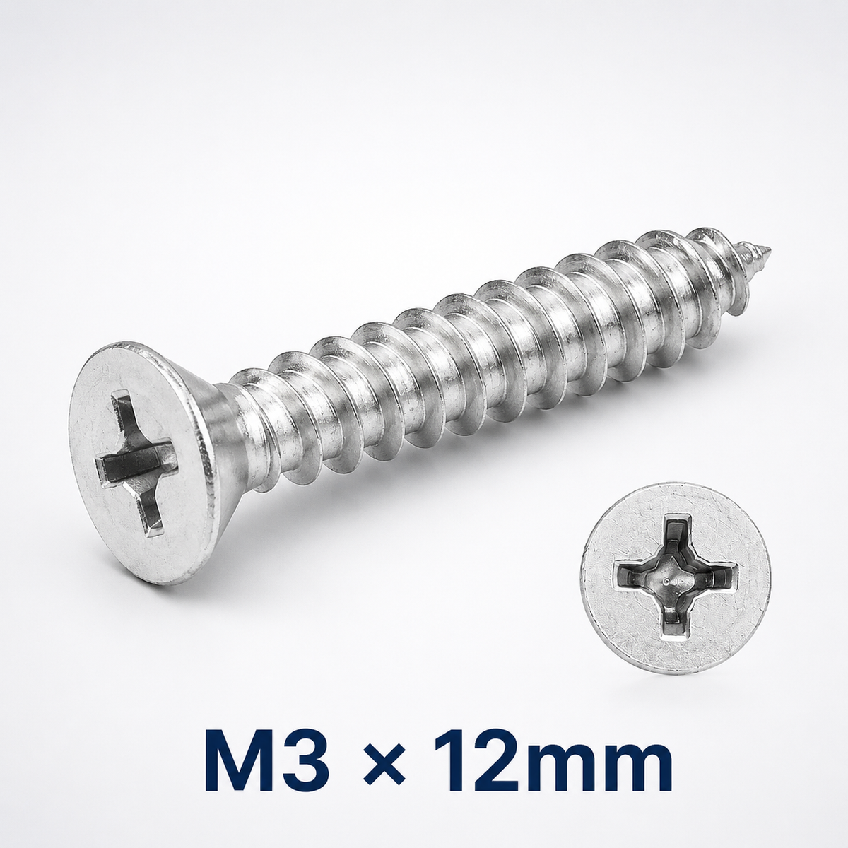 Stainless Steel Phillips Countersunk Self-Tapping Screws – M2 × 12 mm