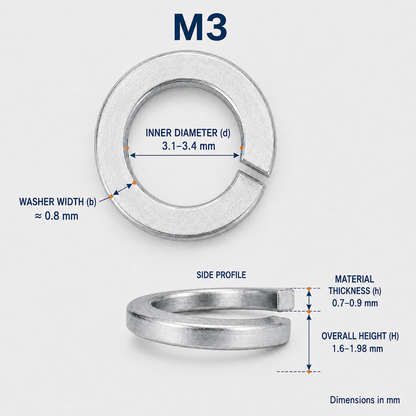 304 Stainless Steel Split Lock Washers – M3