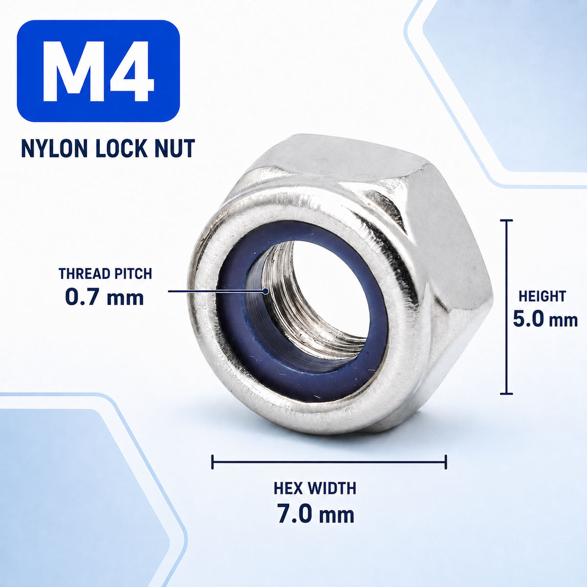 304 Stainless Steel Nylon Insert Lock Nuts – M4