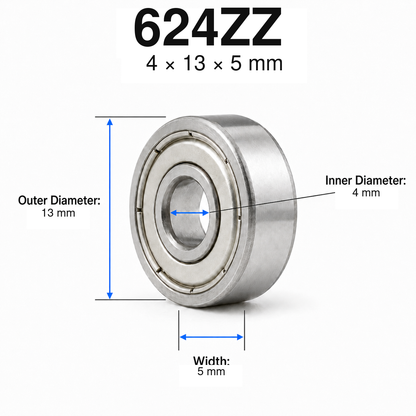 Metal-Shielded Deep Groove Ball Bearings – 624ZZ — 4 × 13 × 5 mm