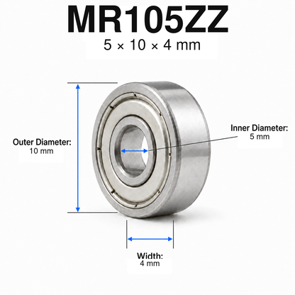 Metal-Shielded Deep Groove Ball Bearings – MR105ZZ — 5 × 10 × 4 mm