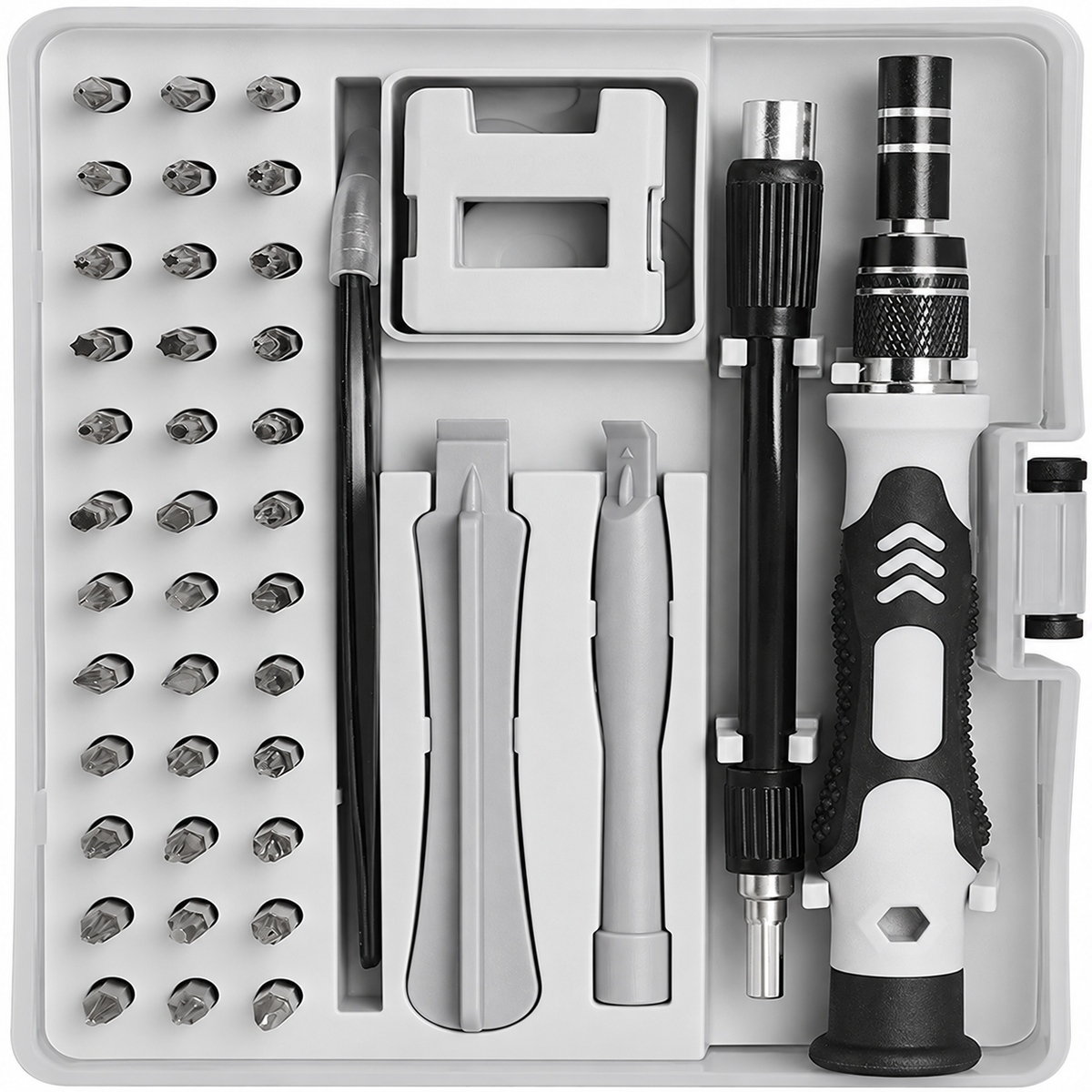 Precision screwdriver set on white background