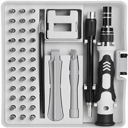 Precision screwdriver set on white background
