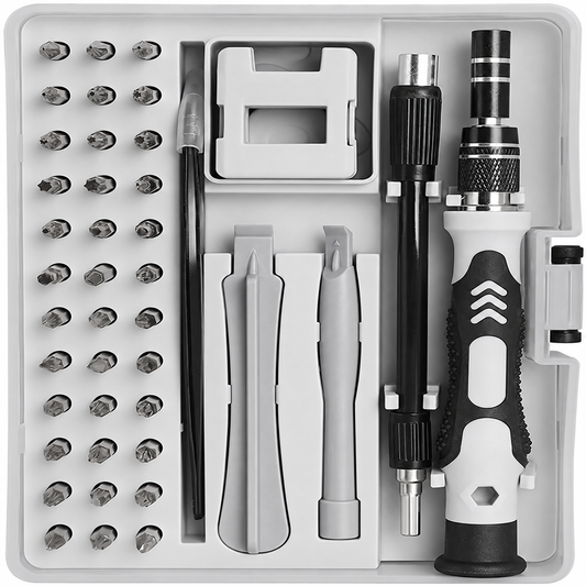 Precision screwdriver set on white background