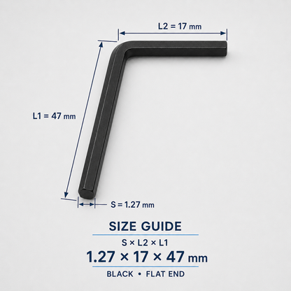 S2 Steel L-Shaped Hex Keys – 1.27x47mm Black Flat
