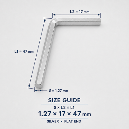 S2 Steel L-Shaped Hex Keys – 1.27x47mm Silver Flat