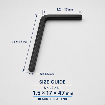 S2 Steel L-Shaped Hex Keys – 1.5x47mm Black Flat